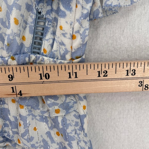 SAYLOR Marina Mini Dress Womens XS Floral Sky Printed Ruffle Ruched Flutter - Picture 16 of 16